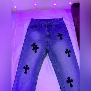 Chrom hearts 「DENIM JEANS」 Chrome Hearts Denim Cross Patch Jeans - SHENGLI ROAD MARKET